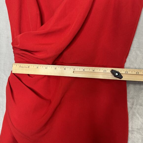 Gianni Bini Dress Womens 0 Red Sleeveless Ruched Wrap Front Mini Cocktail Formal - Picture 10 of 12
